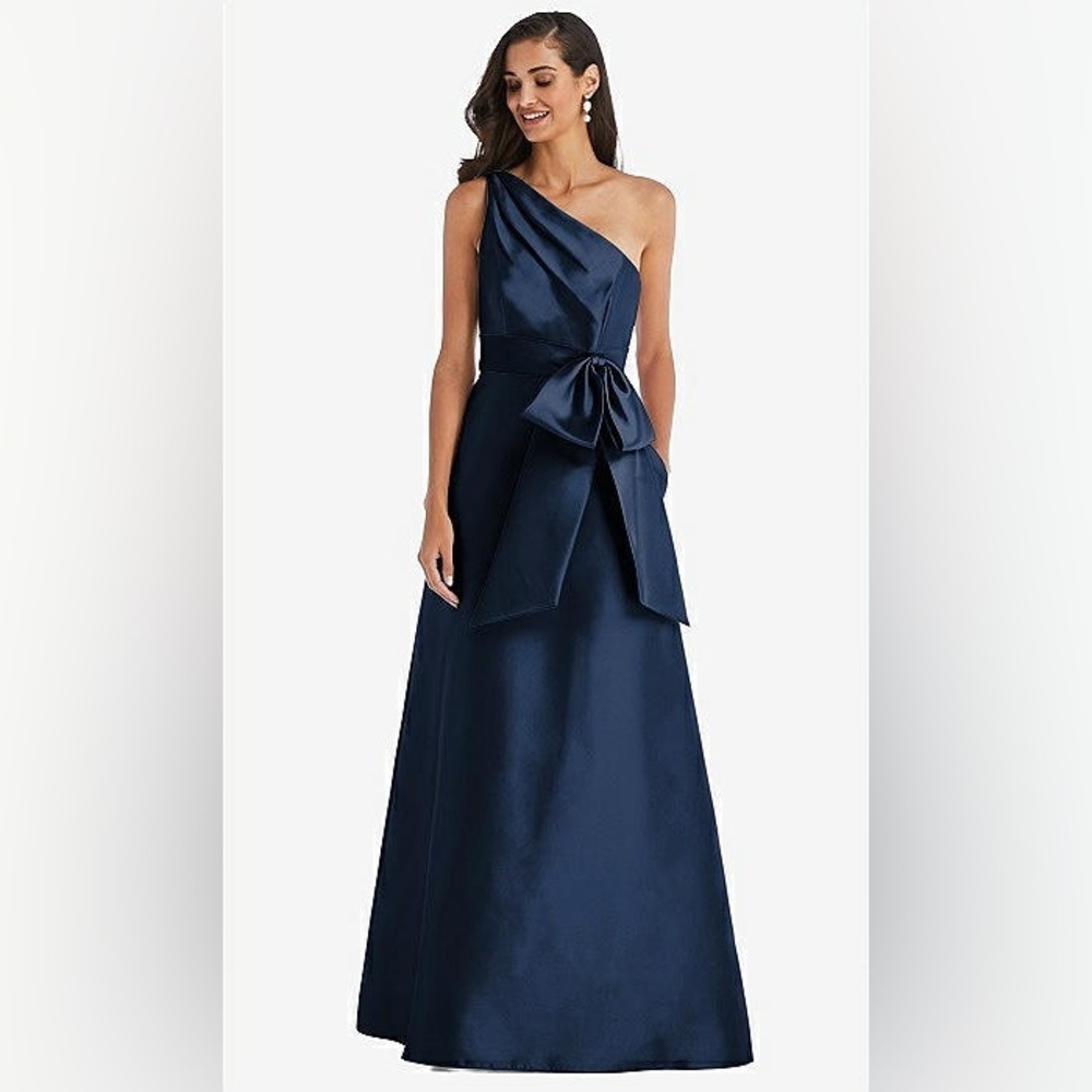 ALFRED SUNG · STYLE D804 · SATIN TWILL- midnight navy